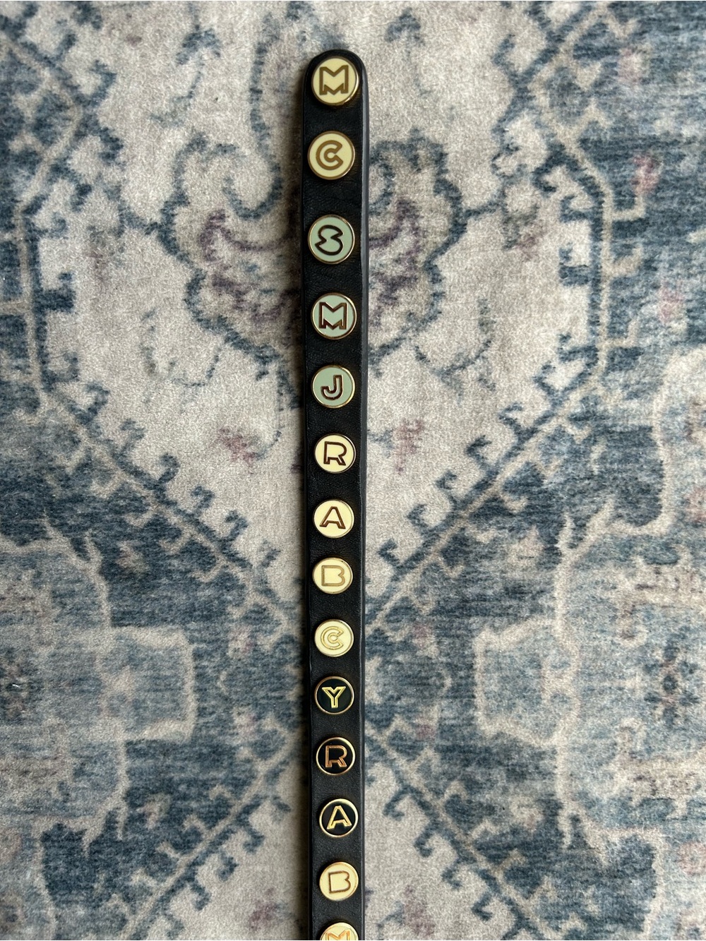 Marc by Marc Jacobs Gold & Black Enamel Spell Out Leather Bracelet/Choker - Picture 3 of 8